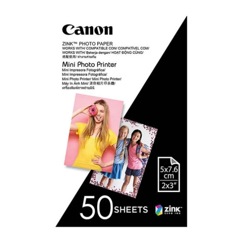 Canon Zink Mini Photo Printer Paper for Canon Inspic 50 Sheets 2 X 3 Inches V177-D-CMPPP50