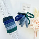 MANGO JELLY Metal Free Hair ties - Blue Mixed 10P - Six Pack V659-METALFREE-4CM-10P-BLUEM-6-L