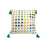 J.Elliot Home Polka Dots Tassel Blue Filled Cushion 43 x 43 cm V442-IDC-CUSHION-POLKATASSEL-BLUE-SQ