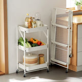 SOGA 3 Tier Steel White Foldable Kitchen Cart Multi-Functional Shelves Portable Storage Organizer KITCHENXY012