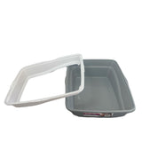 Cat Litter Tray Plastic 48x38.5x12cm Non Spill Mess Guard Rim Grey White Kitty Pan V238-SUPDZ-39639308566608