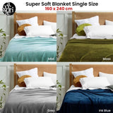 Accessorize Super Soft Blanket Single Size 160 x 240 cm Moss Green V442-HIN-BLANKET-SUPERSOFT-MOSS-SB