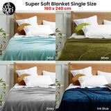 Accessorize Super Soft Blanket Single Size 160 x 240 cm Grey V442-HIN-BLANKET-SUPERSOFT-GREY-SB