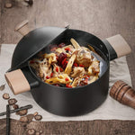 Non-stick Carbon Steel Dutch oven soup pot pan frying pan with lid wooden handle V324-HO-SOUPOT22