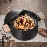 Non-stick Carbon Steel Dutch oven soup pot pan frying pan with lid wooden handle V324-HO-SOUPOT22