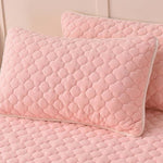 SOGA 2X Pink 183cm Wide Mattress Cover Thick Quilted Fleece Stretchable Clover Design Bed Spread BCOVER7008X2