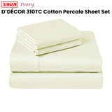 310TC Fusion Cotton Percale Sheet Set Ivory King V442-ABR-SHEETS-310TCCOTTON-IVORY-KI