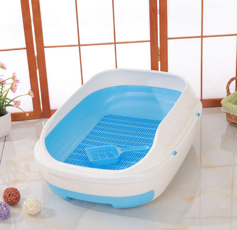 YES4PETS Large Portable Cat Toilet Litter Box Tray with Scoop and Grid Tray-Blue V278-BP290-LITTER-TRAY-BLUE