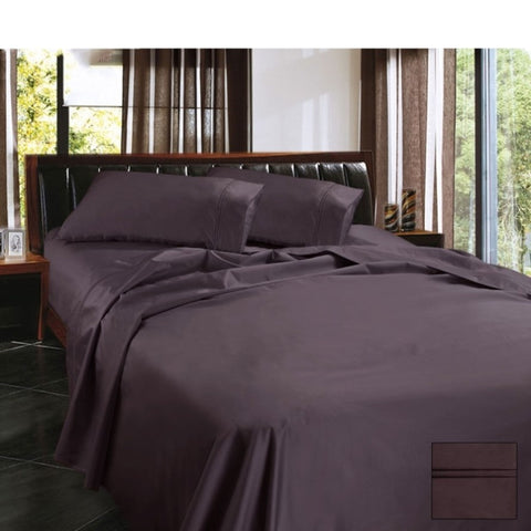 Ramesses 1450TC Egyptian Cotton Sateen Sheet Set Eggplant King V442-KIT-SHEETS-1450TCEGYPTIANCOTTON-EGGPLANT-KI