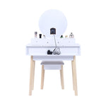 Dressing Vanity Table Stool Set with Make-up LED Lighted Mirror-White V264-TAB-708C-WHE-NA-1