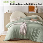 Vintage Design Homewares Hugo Sage Cotton Gauze Quilt Cover Set King V442-HIN-QUILTCS-HUGO-SAGE-KI