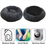 Dog Pet Cat Calming Bed Warm Plush Round Nest Comfy Sleeping Bed Dark Grey 90cm V360-PTDB0000-DG-L