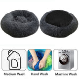 Dog Pet Cat Calming Bed Warm Plush Round Nest Comfy Sleeping Bed Dark Grey 90cm V360-PTDB0000-DG-L