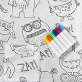 Happy Kids Monster Squad Colour Me In Picnic Blanket 125 x 125 cm V442-HIN-BLANKET-MONSTERSQUADPICNIC-WHITE-SQ
