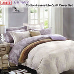 250TC Gilmore Cotton Reversible Quilt Cover Set Queen V442-ATX-QUILTCS-GILMORE-TAUPE-QS