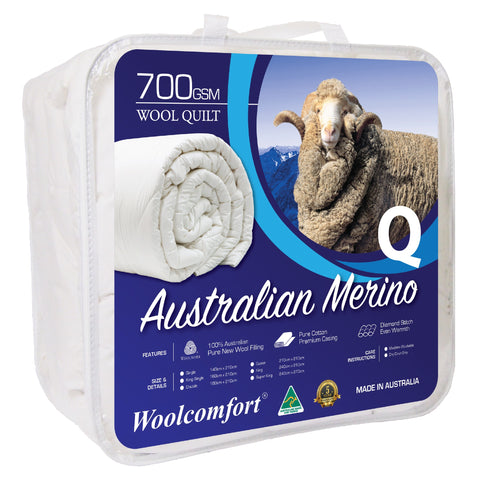 Woolcomfort Aus Made Merino Wool Quilt 700GSM 210x210cm Queen Size V535-JAPARA-WQ-700G-Q