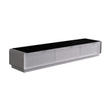 TV Cabinet with 3 Storage Drawers With High Glossy Assembled Entertainment Unit in Black & White V43-TVC-MET-B&W