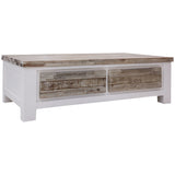 Plumeria Coffee Table 130cm 2 Drawer Solid Acacia Timber Wood - White Brush V315-VOD-HOME-18