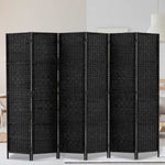 Artiss 6 Panel Room Divider Screen 245x170cm Woven Black RD-C-8001-6P-BK