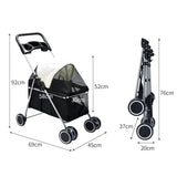 PaWz Large Pet Stroller Dog Cat Carrier Black ST1005-BK