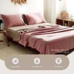 Cosy Club Cotton Bed Sheets Set Pink Brown Cover Double CC-SHEETSET-D-PK-BR