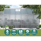 Greenfingers Greenhouse 3.7x2.5x2.26M Double Doors Aluminium Green House Garden Shed GH-ALU-C-370X250-DOU-AB