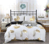 Reversible Design Queen Size Black Gold Duvet Quilt Cover Set V493-MQ-462A