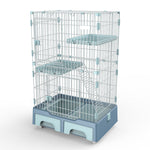 YES4PETS 134 cm Blue Pet 3 Level Cat Cage House With Litter Tray And Storage Box V278-MC-2-2-BLUE