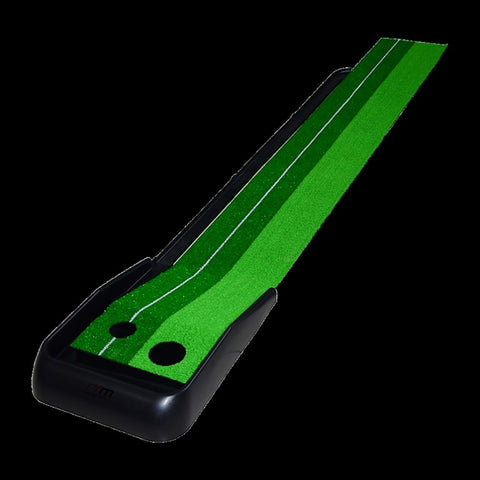 Indoor Practice Putting Green 2.5m Mat Inclined Ball Return Fake Grass 2 Holes V63-832861