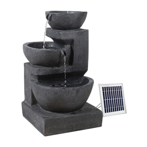 Gardeon Solar Water Feature Cascading Fountain 3-Tier Bowl LED Lights 60CM Blue FOUNT-BOWL-3LVL-BLUE