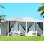 Instahut Gazebo Pop Up Marquee 3x6m Wedding Party Outdoor Camping Tent Canopy Shade Mesh Wall White GAZEBO-POP-M-FG-3X6-WH