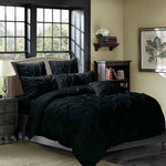 Diamond Pintuck Super King Size Black Duvet Quilt Cover Set V493-ZSK-05