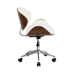 Artiss Wooden Office Chair Leather Seat White OCHAIR-BS-5429-WH