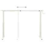 Manual Height Adjustable Standing Desk Frame Hand Crank White 43_321718