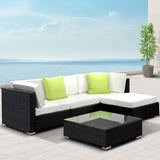 Gardeon 5-Piece Outdoor Sofa Set Wicker Couch Lounge Setting 4 Seater FF-SOFA-BK-5PC-AB-N