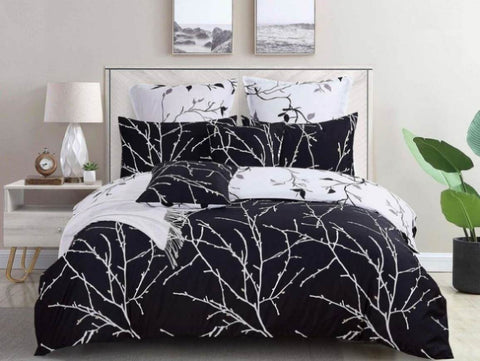 Tree Reversible Double Size Quilt/Duvet Cover Set - Black V493-MD-411