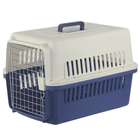 YES4PETS New Medium Dog Cat Rabbit Crate Pet Airline Carrier Cage With Bowl & Tray Dark Blue V278-FC-610-W-BOWL-TRAY-NAVY