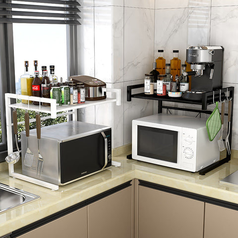 Adjustable Microwave Oven Storage Shelf White V498-MICROWAVESHELF-WH