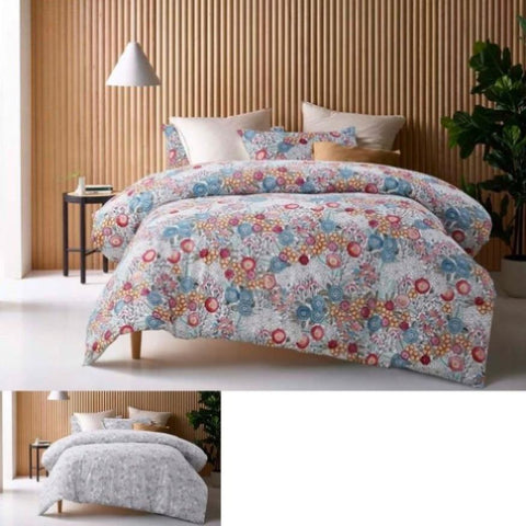 Accessorize Amara Washed Cotton Printed Reversible Quilt Cover Set King V442-HIN-QUILTCS-COTTONAMARA-BLUE-KI