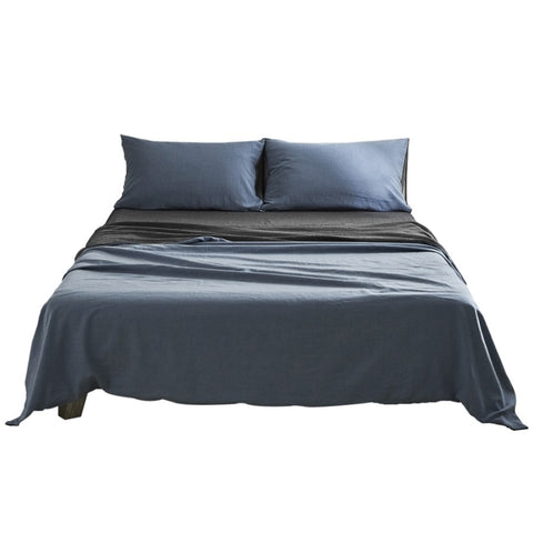 Cosy Club Cotton Bed Sheets Set Navy Grey Cover Double CC-SHEETSET-D-DBL-GR