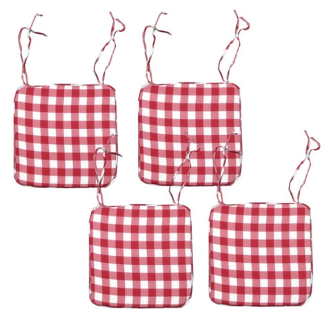 Set of 4 Square Chair Pads with Ties Gingham Red V442-ATX-CHAIRCU-SETOF4GINGHAM-RED-SQ