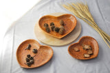 Set of 3 Coconut Wood Heart Shape Plates Natural V59-708