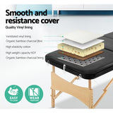 Zenses Massage Table 60cm Portable 3 Fold Wooden Beauty Bed Black MT-WOOD-F3-BLACK-60