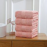 Linenland 4 Piece Cotton Bath Towels Set - Coral V406-TOWPAK01CO