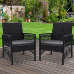 Gardeon 2PC Outdoor Dining Chairs Patio Furniture Wicker Lounge Chair Garden ODF-CHAIR-HARP-BK-2X