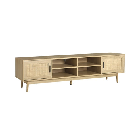 Artiss TV Cabinet Entertainment Unit 180cm Rattan Cole FURNI-E-RAT-TV180-WD-AB