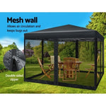 Instahut Gazebo Pop Up Marquee 3x3m Wedding Party Outdoor Camping Tent Canopy Shade Mesh Wall Black GAZEBO-POP-M-FG-3X3-BK