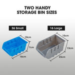 BAUMR-AG 52 Parts Bin Rack Storage System Mobile Double-Sided - Blue V219-STRBRKBMRAM52B