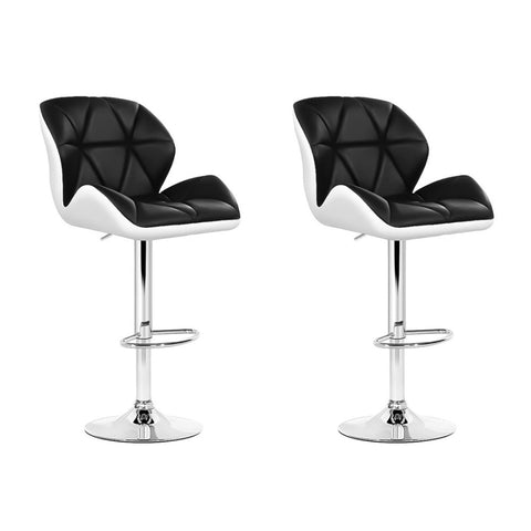 Artiss 2x Bar Stools Gas Lift Padded Leather Black & White BA-K-717A-BK-WHX2