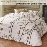 Bedding House Van Gogh Plum Blossoms Sand Cotton Sateen Quilt Cover Set Queen V442-HIN-QUILTCS-PLUMBLOSSOMS-SAND-QS